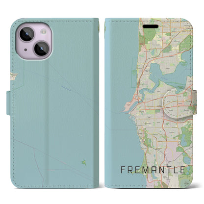 【フリーマントル（オーストラリア）】地図柄iPhoneケース（手帳タイプ）ナチュラル・iPhone 14 用