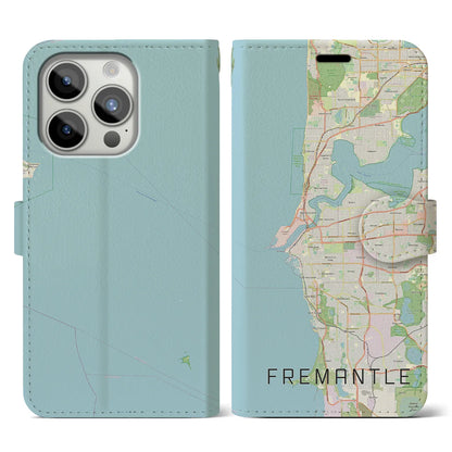 【フリーマントル（オーストラリア）】地図柄iPhoneケース（手帳タイプ）ナチュラル・iPhone 15 Pro 用