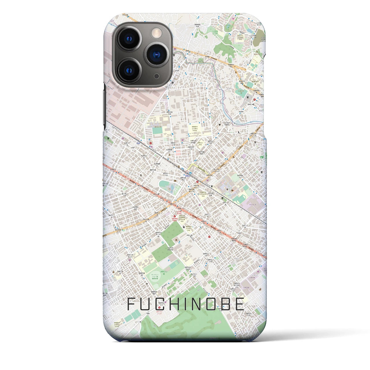 【淵野辺】地図柄iPhoneケース（バックカバータイプ・ナチュラル）iPhone 11 Pro Max 用