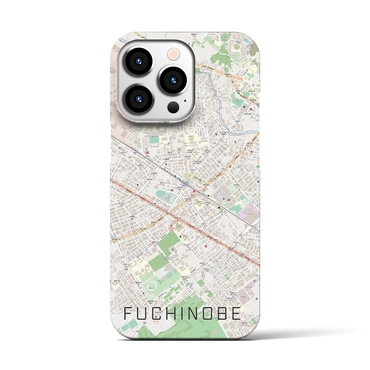 【淵野辺】地図柄iPhoneケース（バックカバータイプ・ナチュラル）iPhone 13 Pro 用