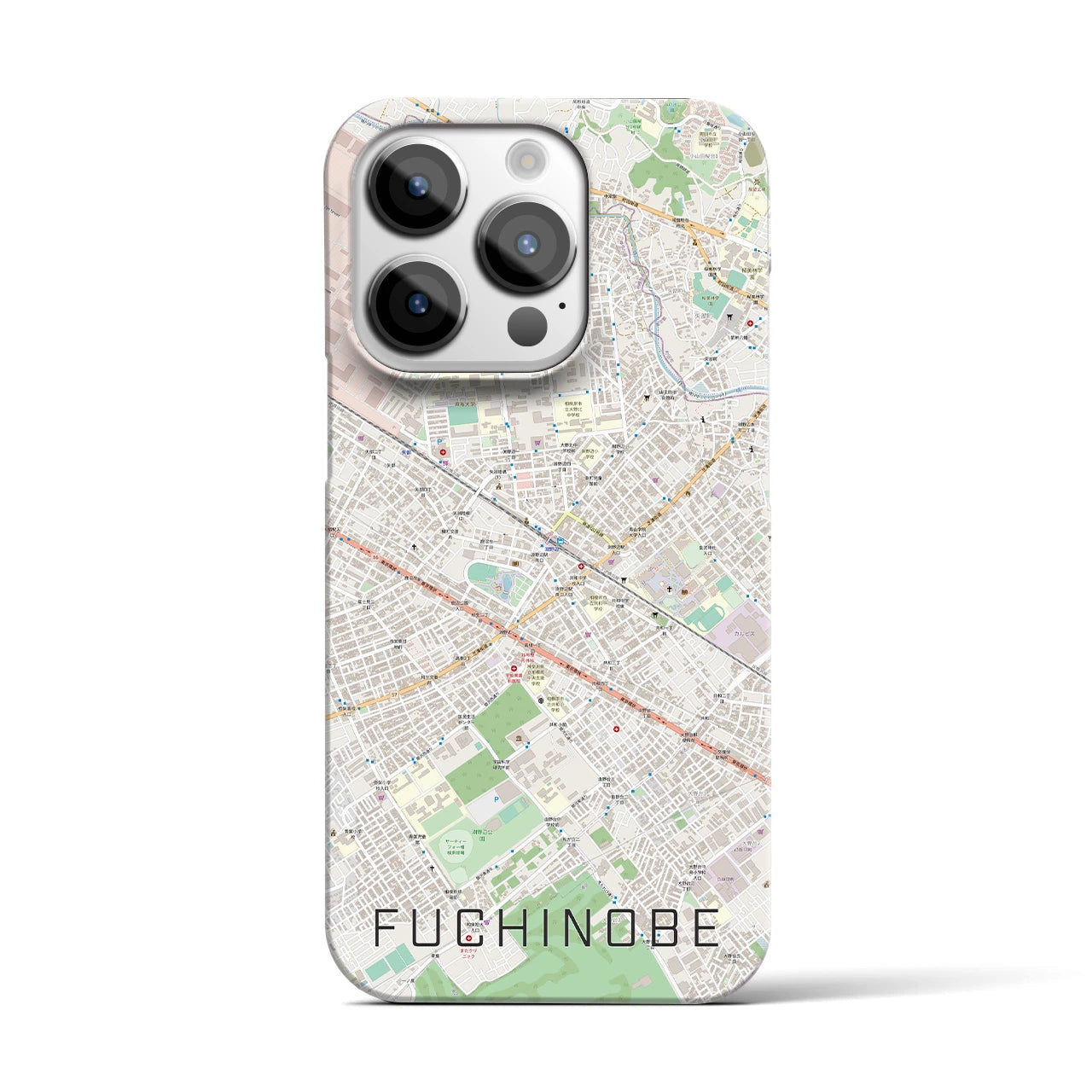 【淵野辺】地図柄iPhoneケース（バックカバータイプ・ナチュラル）iPhone 14 Pro 用