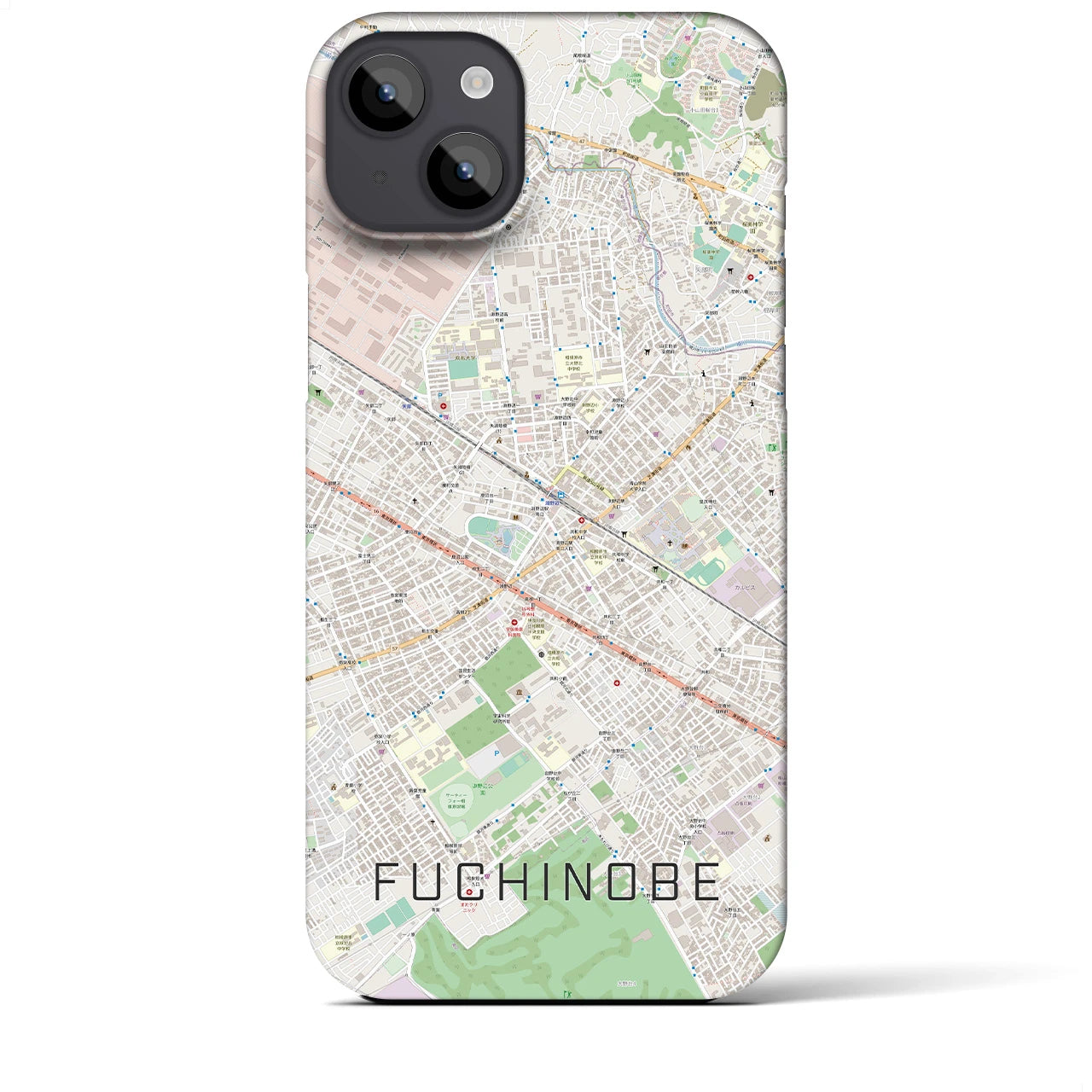 【淵野辺】地図柄iPhoneケース（バックカバータイプ・ナチュラル）iPhone 14 Plus 用