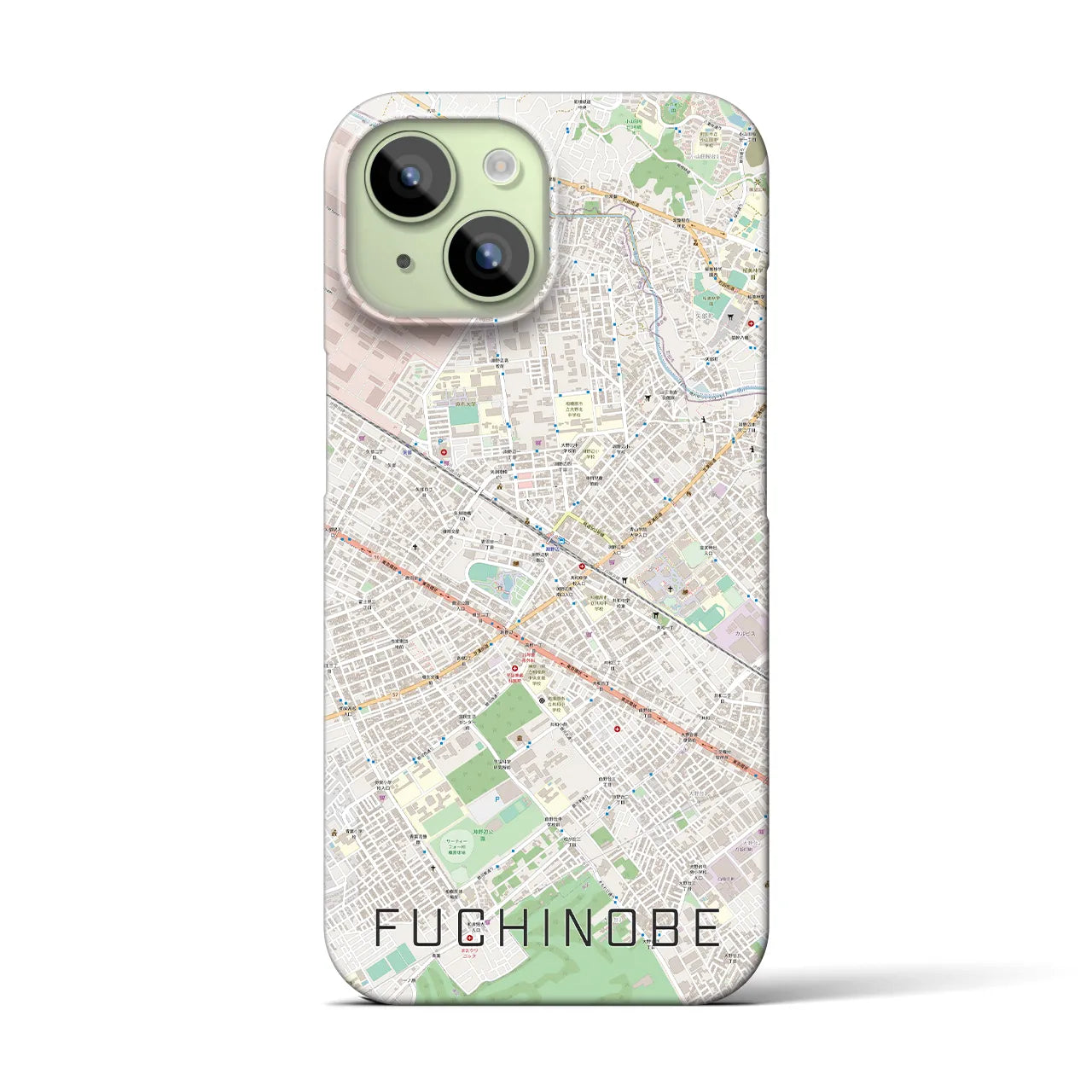 【淵野辺】地図柄iPhoneケース（バックカバータイプ・ナチュラル）iPhone 15 用