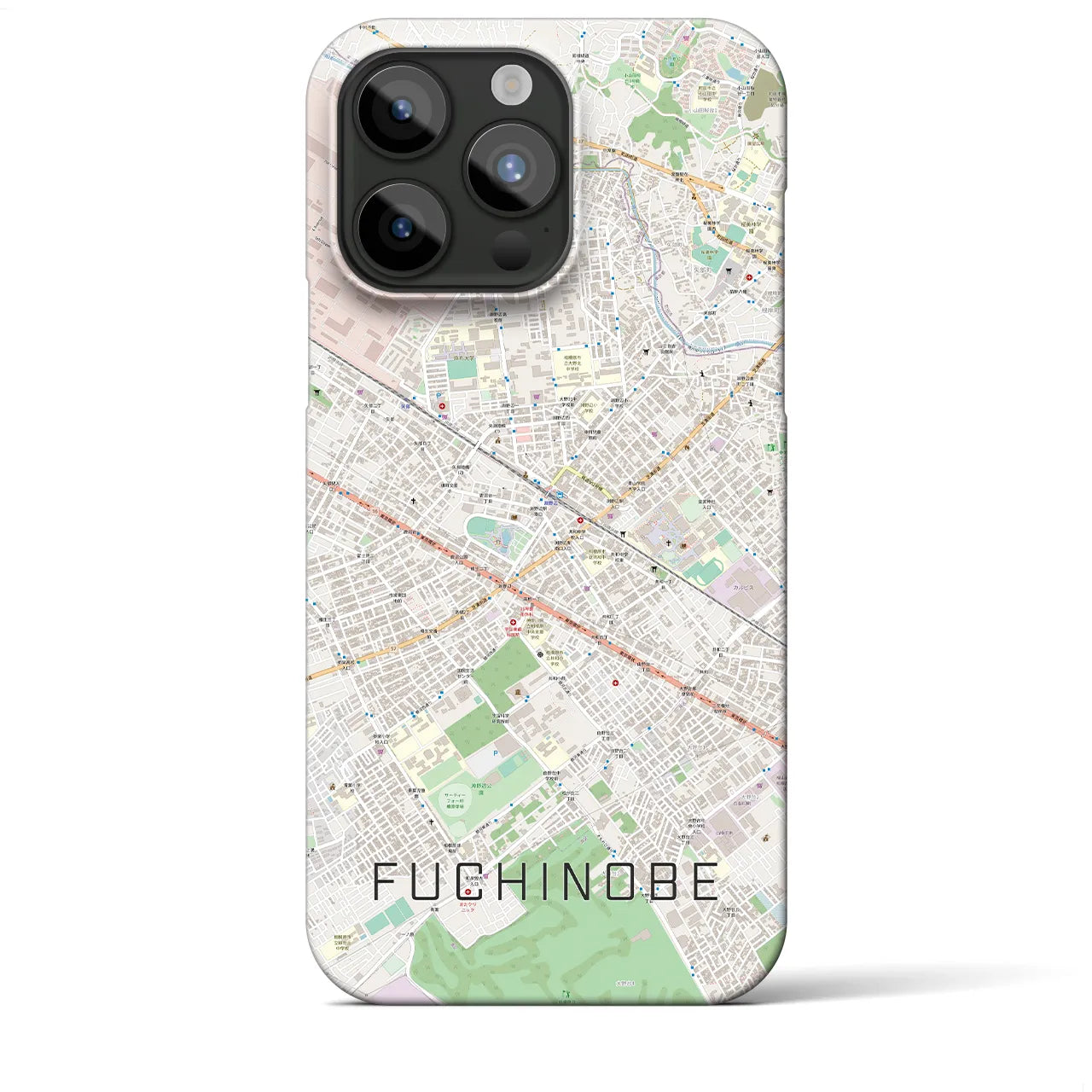【淵野辺】地図柄iPhoneケース（バックカバータイプ・ナチュラル）iPhone 15 Pro Max 用