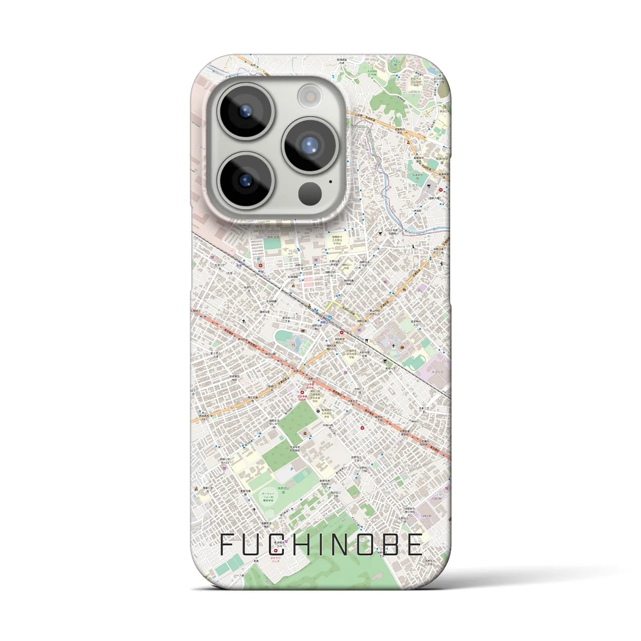 【淵野辺】地図柄iPhoneケース（バックカバータイプ・ナチュラル）iPhone 15 Pro 用