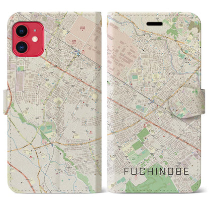 【淵野辺（神奈川県）】地図柄iPhoneケース（手帳タイプ）ナチュラル・iPhone 11 用