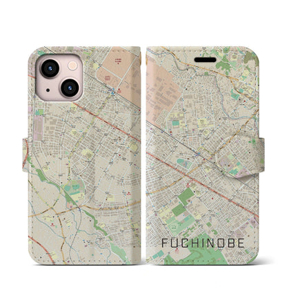 【淵野辺（神奈川県）】地図柄iPhoneケース（手帳タイプ）ナチュラル・iPhone 13 mini 用