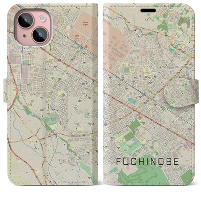 【淵野辺（神奈川県）】地図柄iPhoneケース（手帳タイプ）ナチュラル・iPhone 15 Plus 用