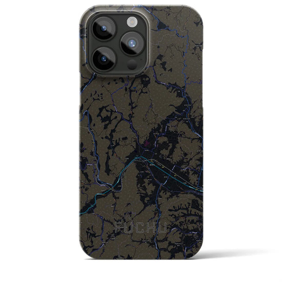 【府中（広島県）】地図柄iPhoneケース（バックカバータイプ・ブラック）iPhone 15 Pro Max 用