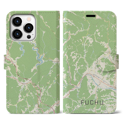 【府中（広島県）】地図柄iPhoneケース（手帳タイプ）ナチュラル・iPhone 13 Pro 用