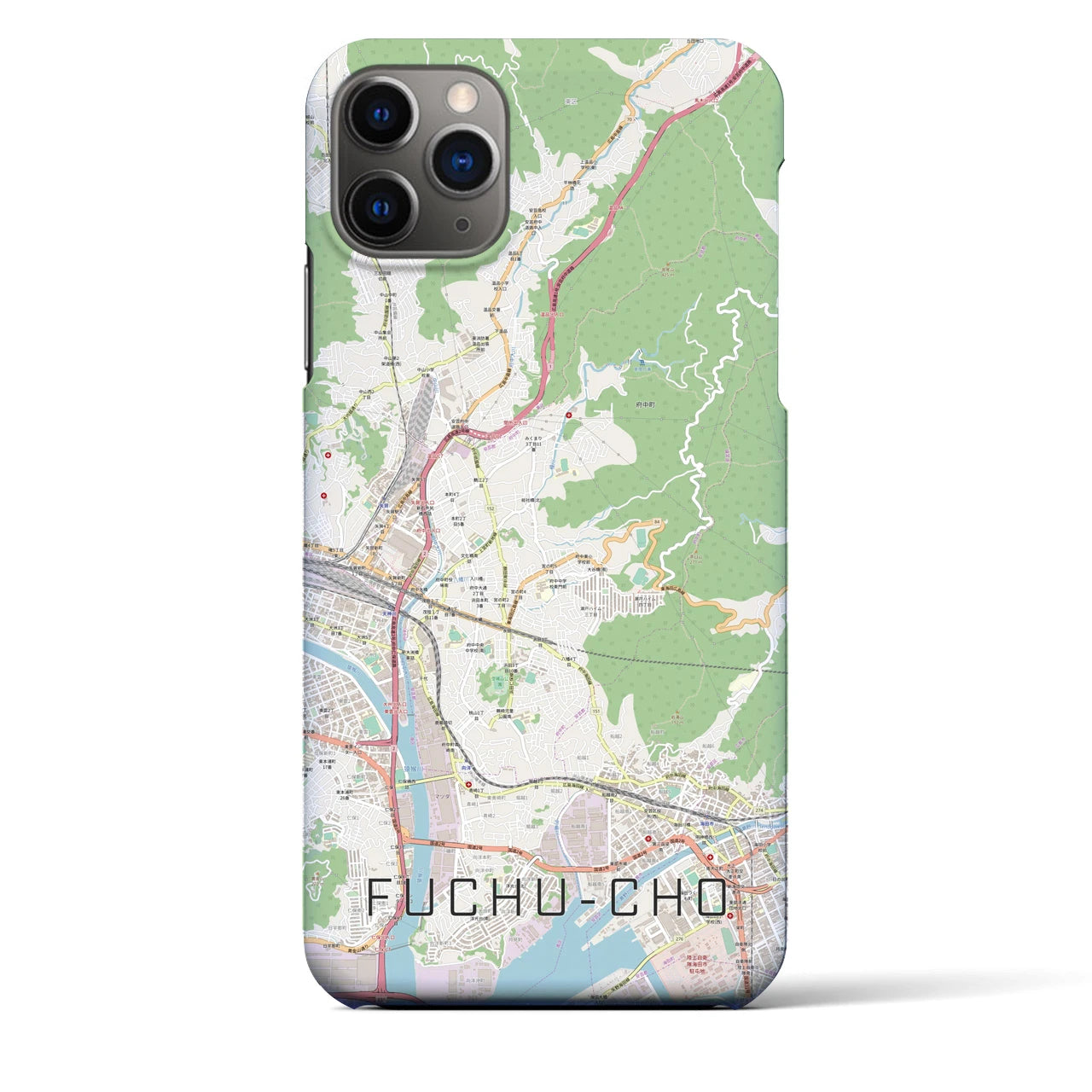 【府中町】地図柄iPhoneケース（バックカバータイプ・ナチュラル）iPhone 11 Pro Max 用