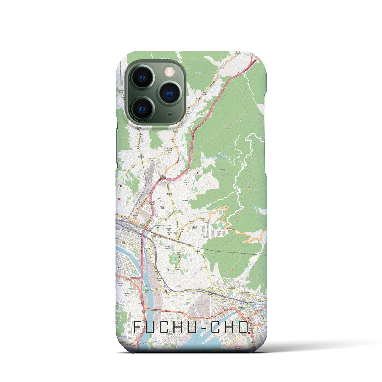 【府中町】地図柄iPhoneケース（バックカバータイプ・ナチュラル）iPhone 11 Pro 用