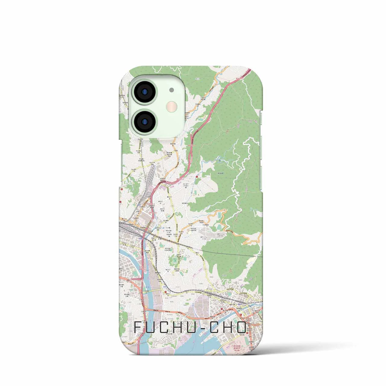 【府中町】地図柄iPhoneケース（バックカバータイプ・ナチュラル）iPhone 12 mini 用