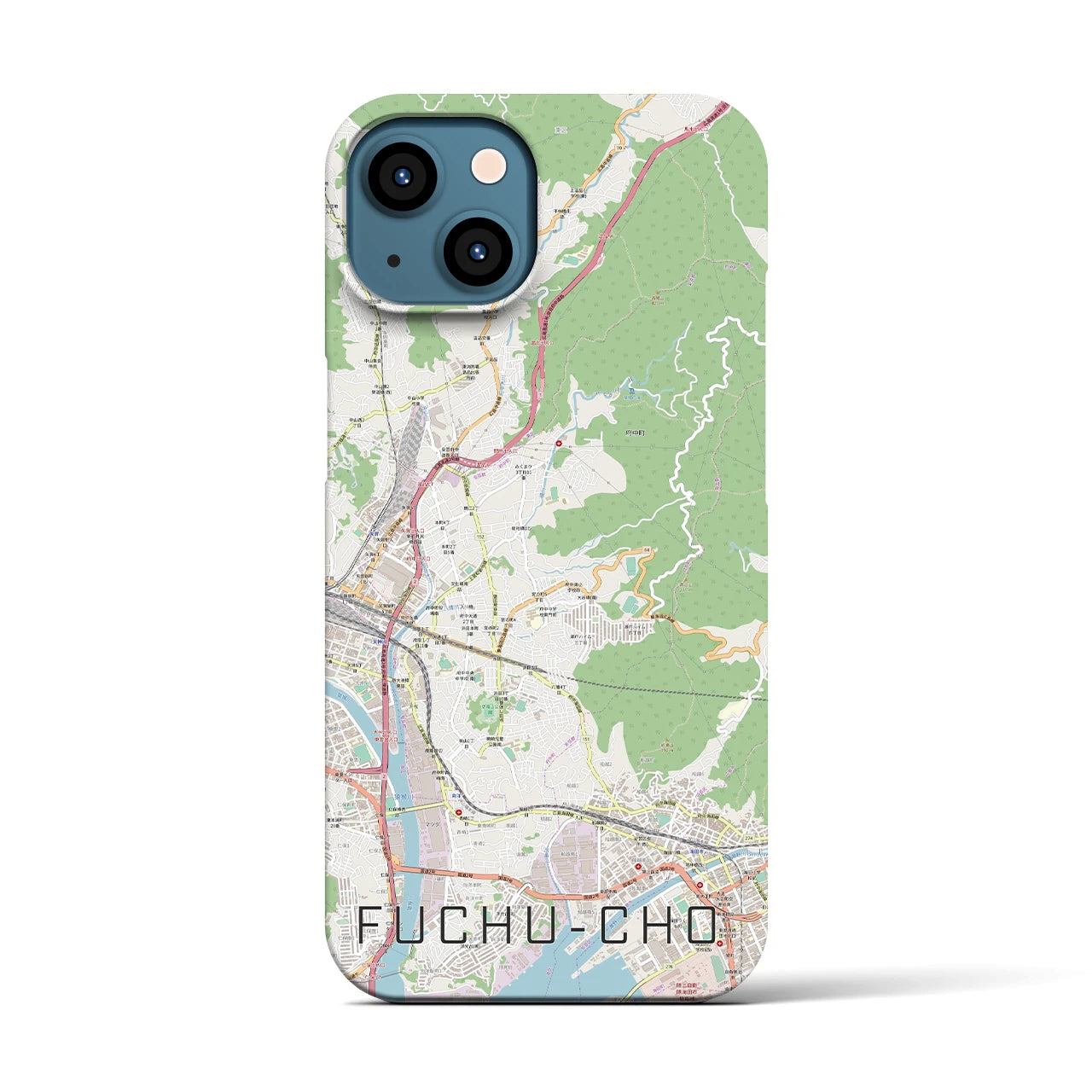 【府中町】地図柄iPhoneケース（バックカバータイプ・ナチュラル）iPhone 13 用