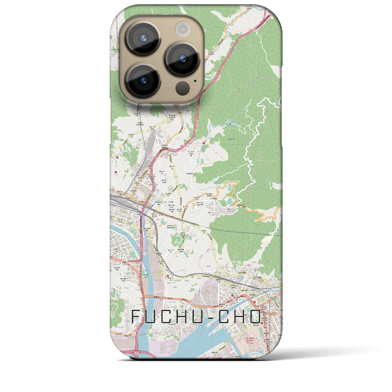 【府中町】地図柄iPhoneケース（バックカバータイプ・ナチュラル）iPhone 14 Pro Max 用