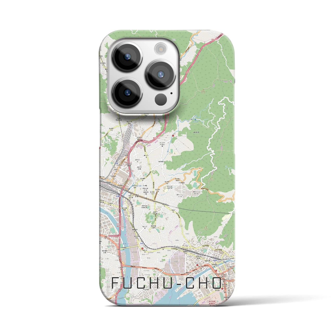【府中町】地図柄iPhoneケース（バックカバータイプ・ナチュラル）iPhone 14 Pro 用