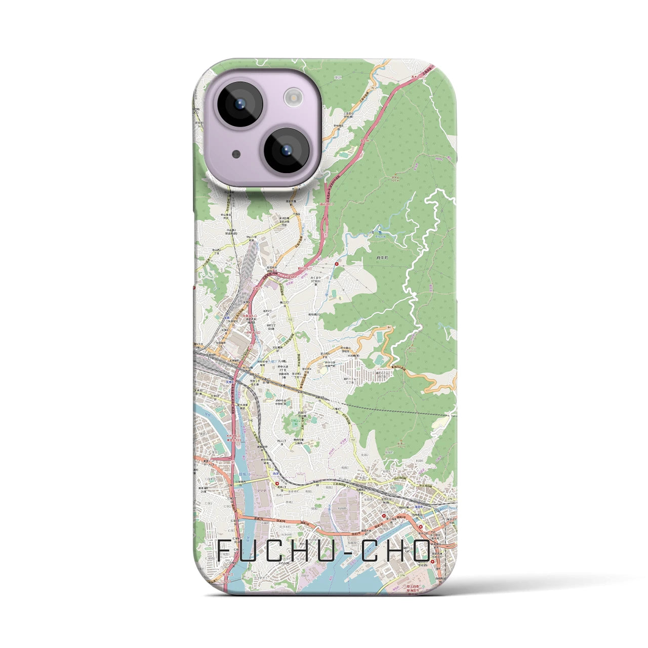 【府中町】地図柄iPhoneケース（バックカバータイプ・ナチュラル）iPhone 14 用