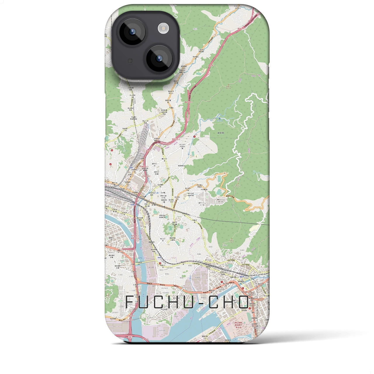 【府中町】地図柄iPhoneケース（バックカバータイプ・ナチュラル）iPhone 14 Plus 用