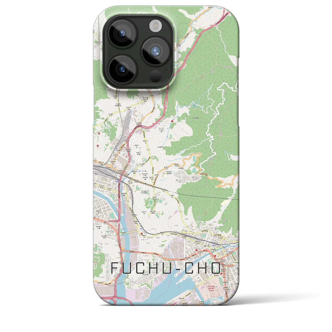 【府中町】地図柄iPhoneケース（バックカバータイプ・ナチュラル）iPhone 15 Pro Max 用