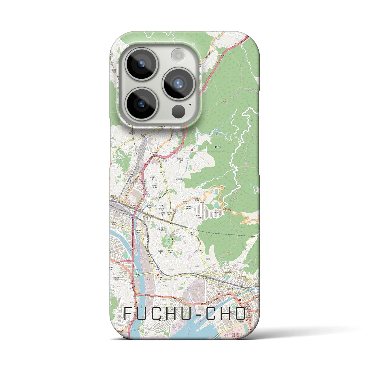 【府中町】地図柄iPhoneケース（バックカバータイプ・ナチュラル）iPhone 15 Pro 用
