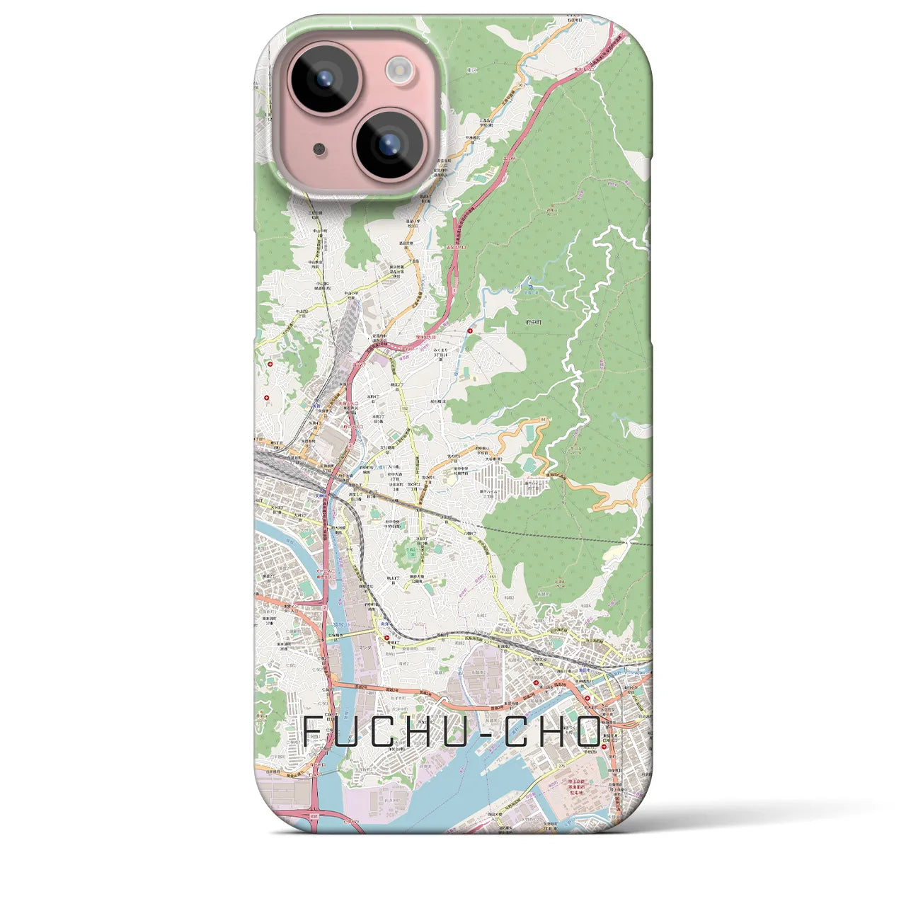 【府中町】地図柄iPhoneケース（バックカバータイプ・ナチュラル）iPhone 15 Plus 用