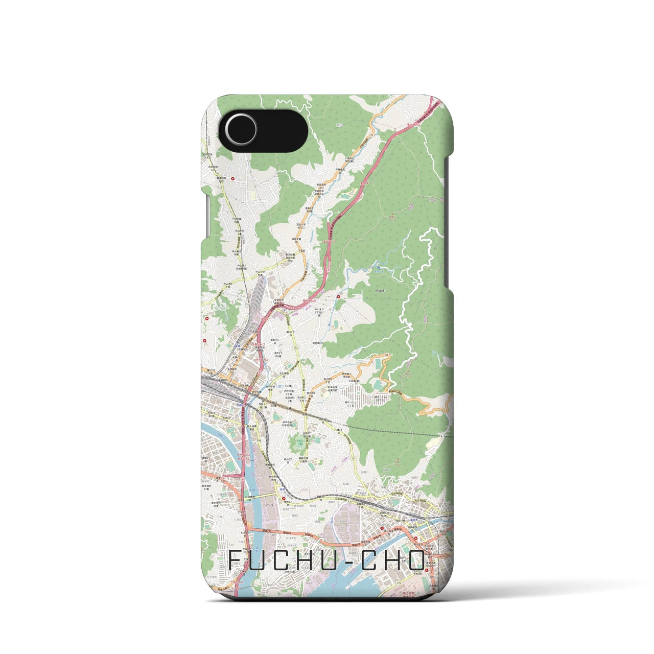 【府中町】地図柄iPhoneケース（バックカバータイプ・ナチュラル）iPhone SE（第3 / 第2世代） / 8 / 7 / 6s / 6 用