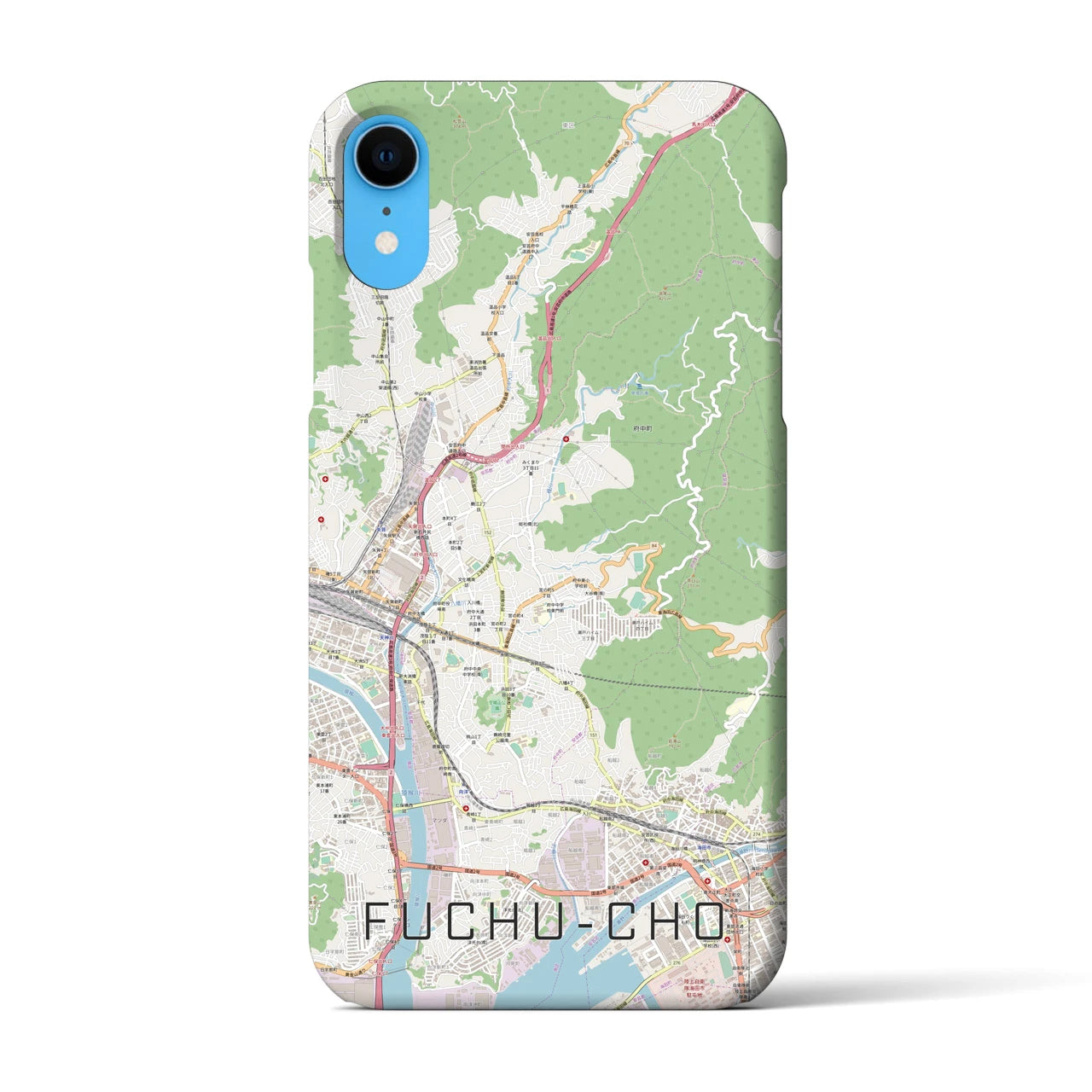 【府中町】地図柄iPhoneケース（バックカバータイプ・ナチュラル）iPhone XR 用
