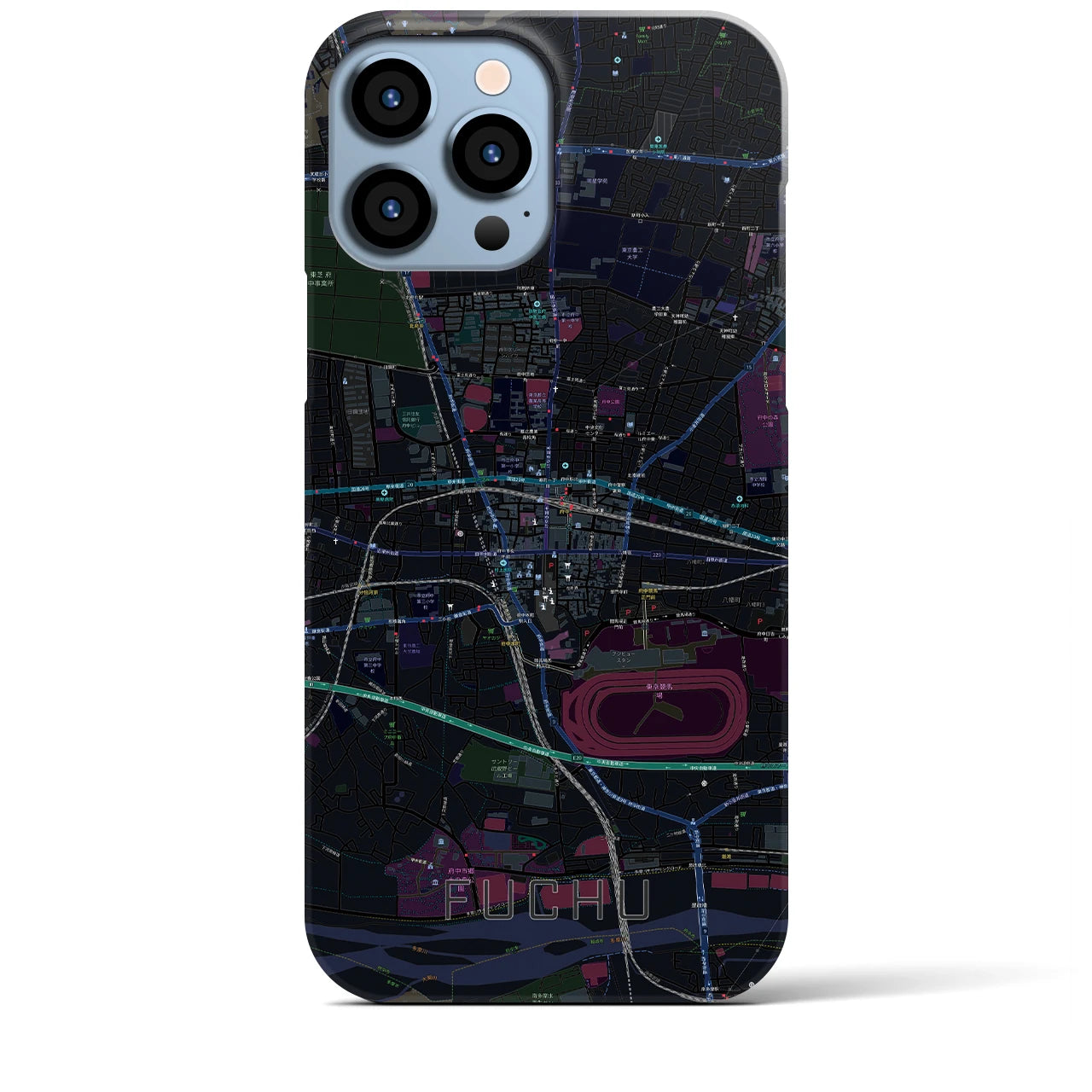 【府中】地図柄iPhoneケース（バックカバータイプ・ブラック）iPhone 13 Pro Max 用