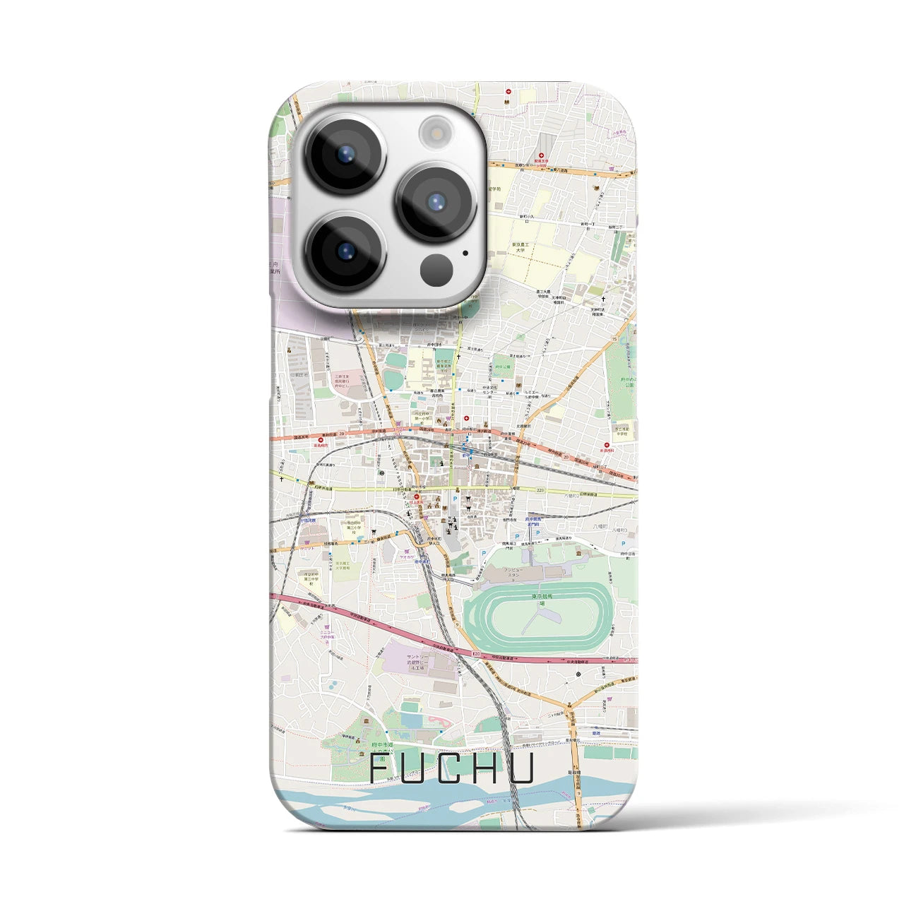 【府中】地図柄iPhoneケース（バックカバータイプ・ナチュラル）iPhone 14 Pro 用