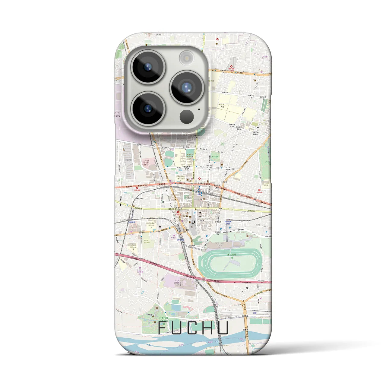【府中】地図柄iPhoneケース（バックカバータイプ・ナチュラル）iPhone 15 Pro 用