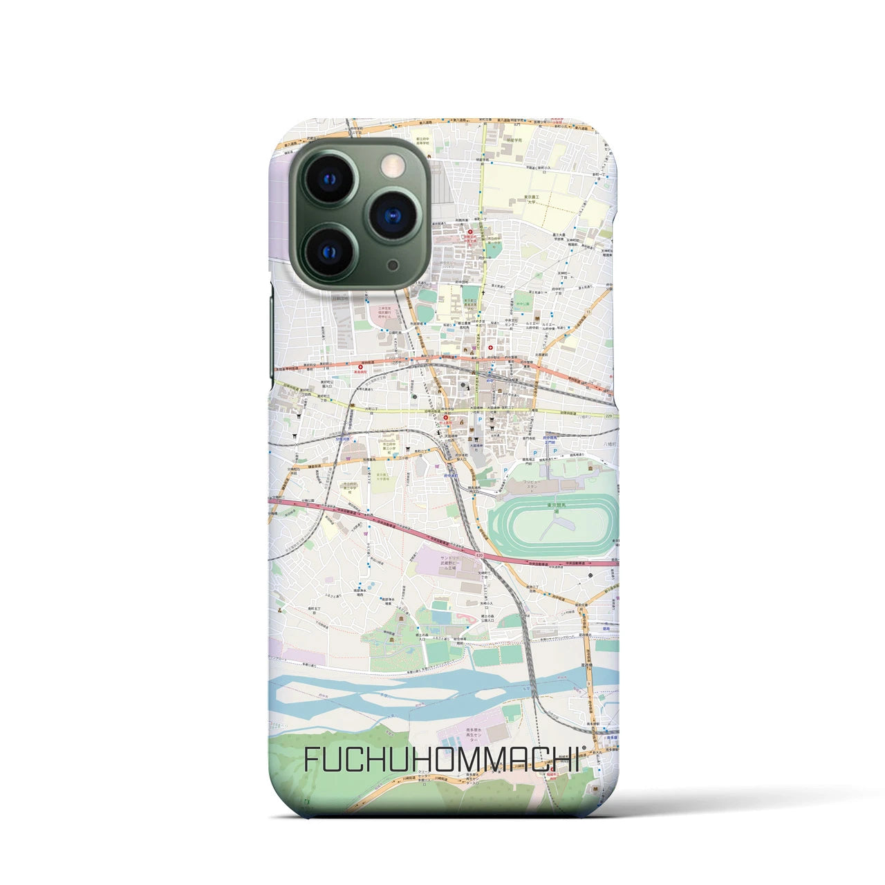 【府中本町】地図柄iPhoneケース（バックカバータイプ・ナチュラル）iPhone 11 Pro 用