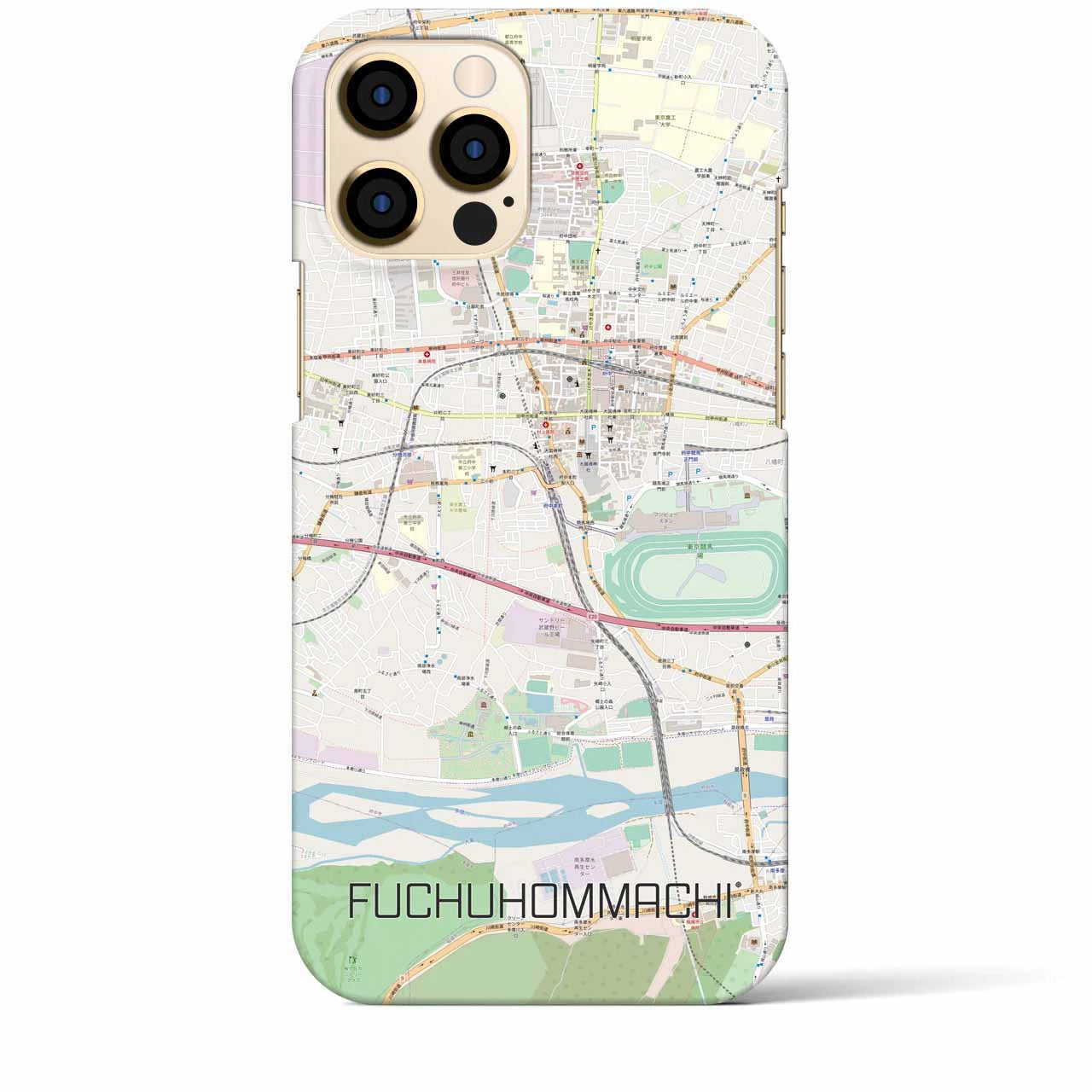 【府中本町】地図柄iPhoneケース（バックカバータイプ・ナチュラル）iPhone 12 Pro Max 用