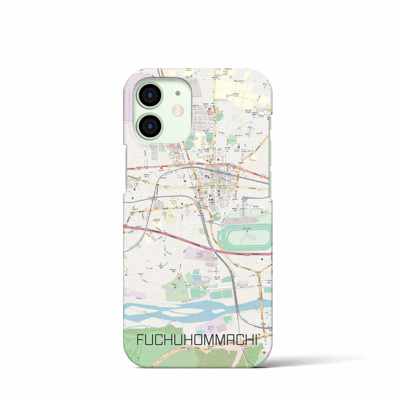【府中本町】地図柄iPhoneケース（バックカバータイプ・ナチュラル）iPhone 12 mini 用
