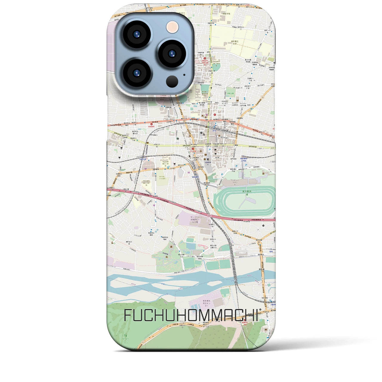 【府中本町】地図柄iPhoneケース（バックカバータイプ・ナチュラル）iPhone 13 Pro Max 用