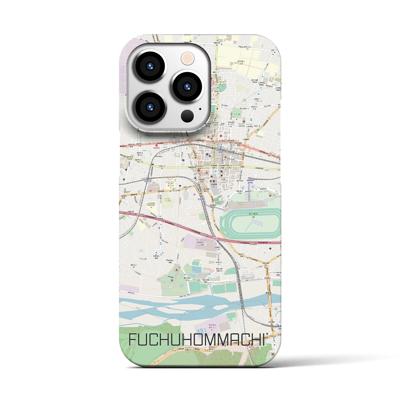 【府中本町】地図柄iPhoneケース（バックカバータイプ・ナチュラル）iPhone 13 Pro 用