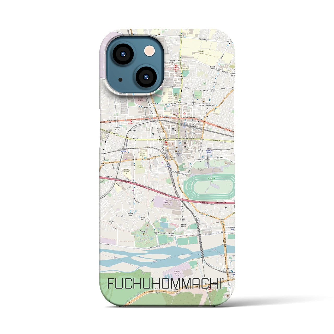 【府中本町】地図柄iPhoneケース（バックカバータイプ・ナチュラル）iPhone 13 用