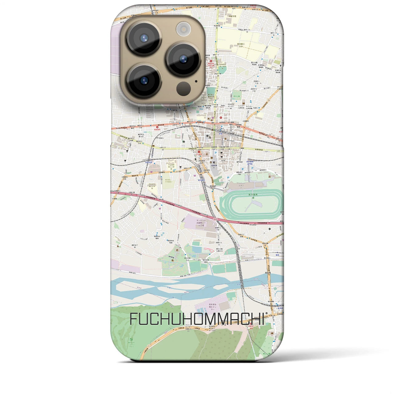 【府中本町】地図柄iPhoneケース（バックカバータイプ・ナチュラル）iPhone 14 Pro Max 用