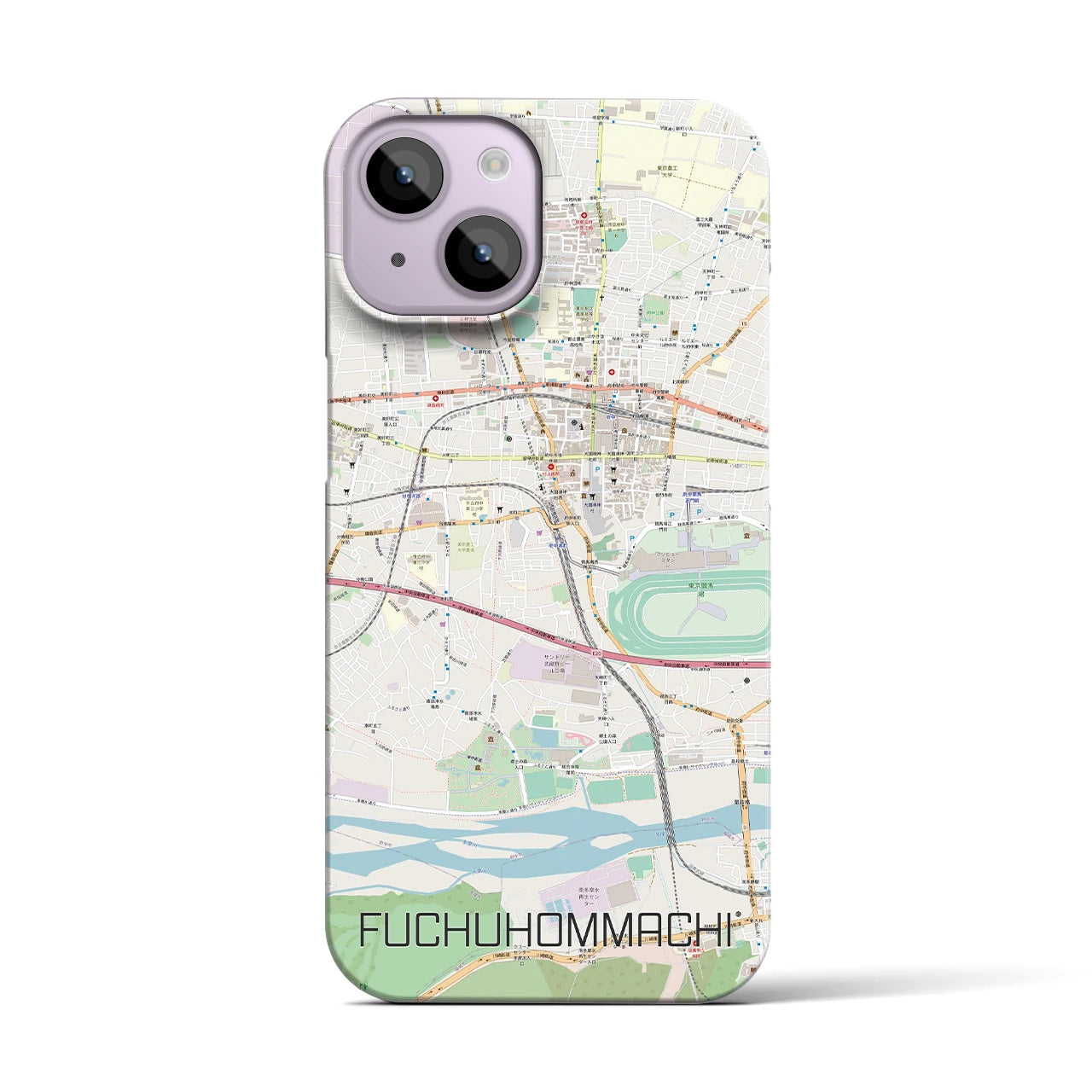 【府中本町】地図柄iPhoneケース（バックカバータイプ・ナチュラル）iPhone 14 用