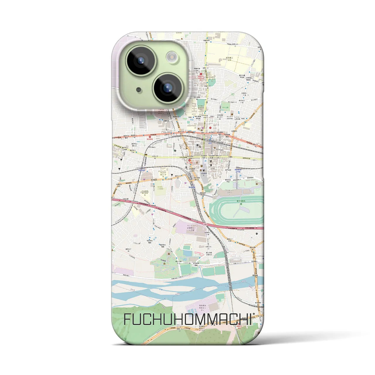 【府中本町】地図柄iPhoneケース（バックカバータイプ・ナチュラル）iPhone 15 用