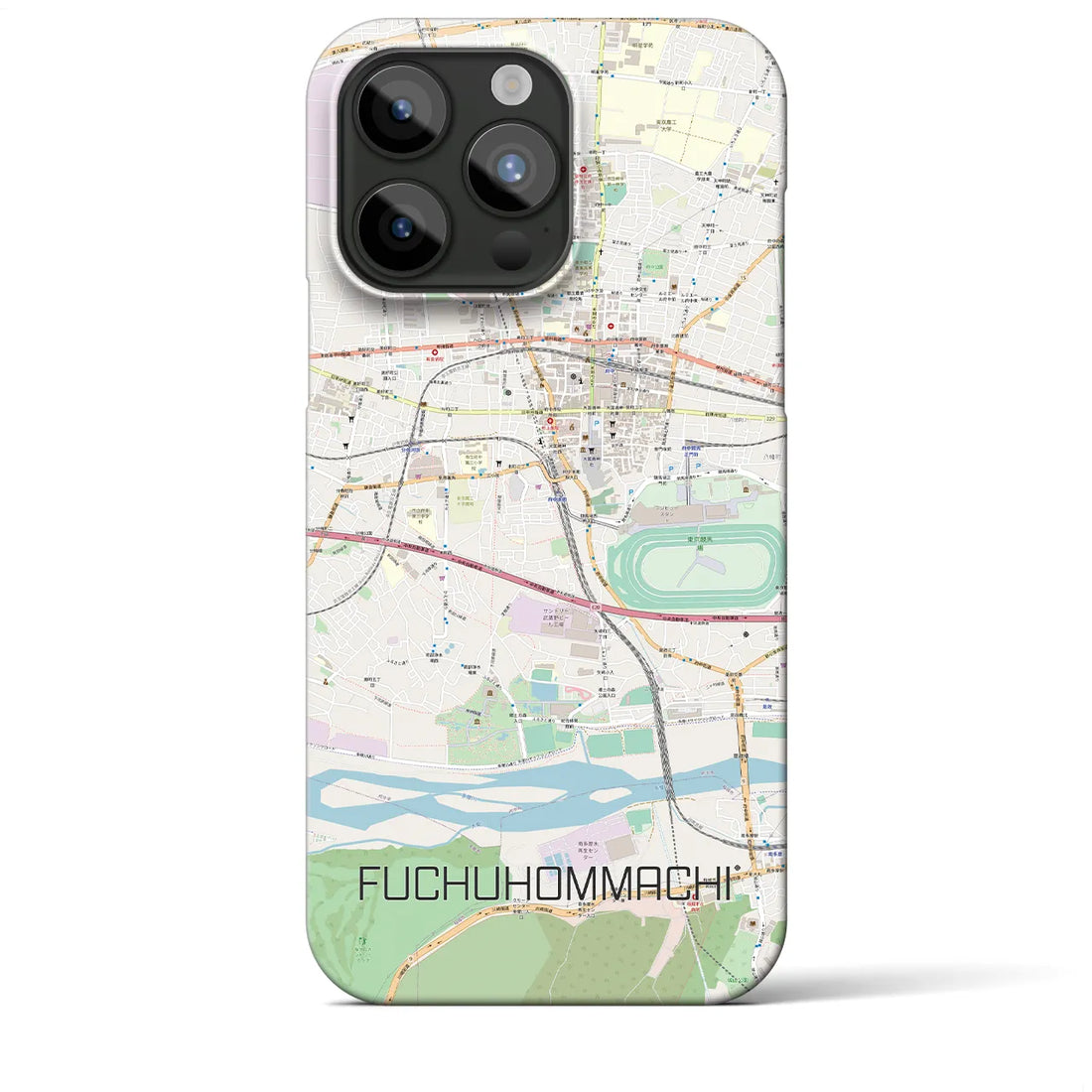 【府中本町】地図柄iPhoneケース（バックカバータイプ・ナチュラル）iPhone 15 Pro Max 用