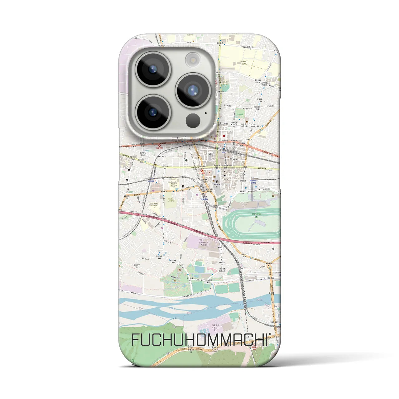 【府中本町】地図柄iPhoneケース（バックカバータイプ・ナチュラル）iPhone 15 Pro 用