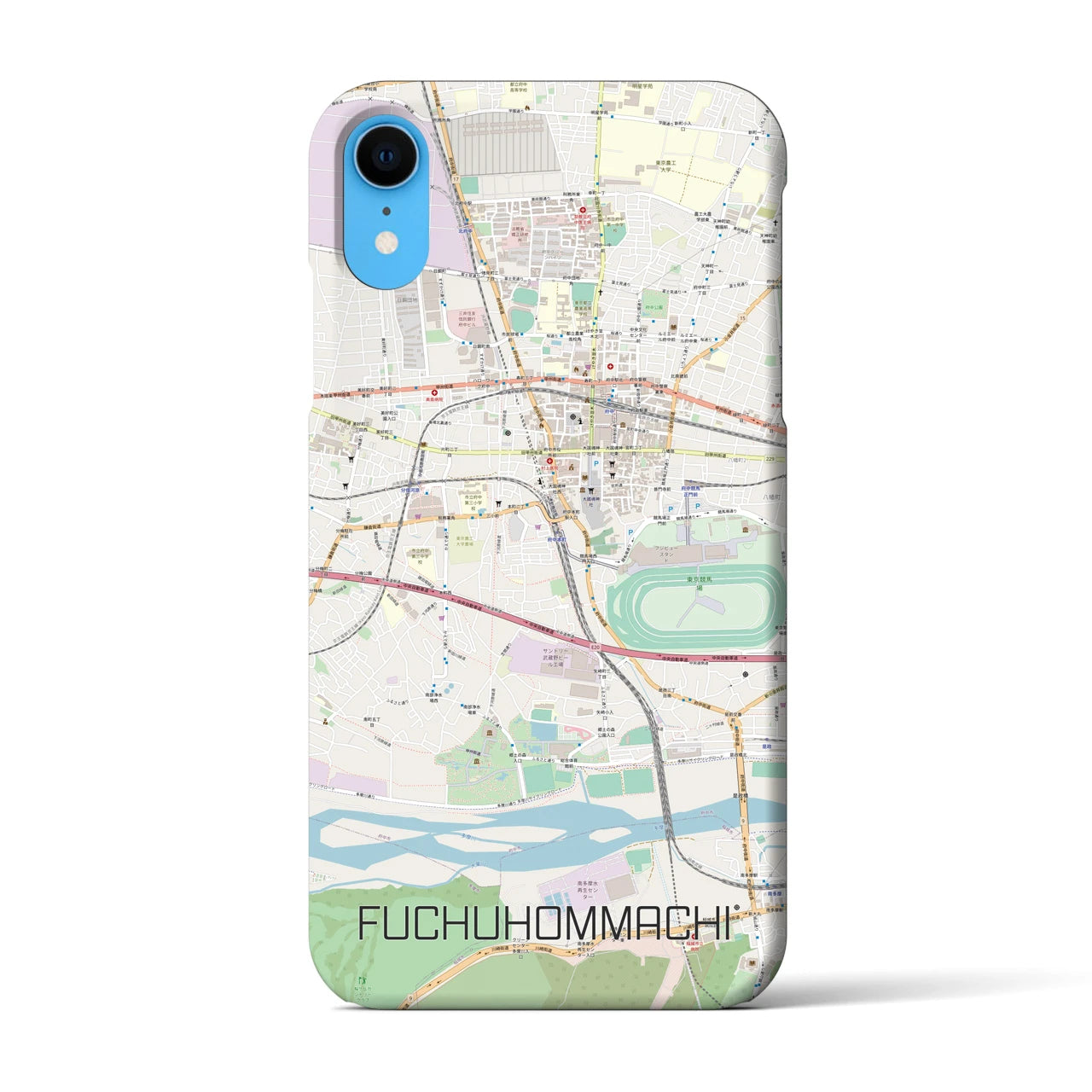 【府中本町】地図柄iPhoneケース（バックカバータイプ・ナチュラル）iPhone XR 用