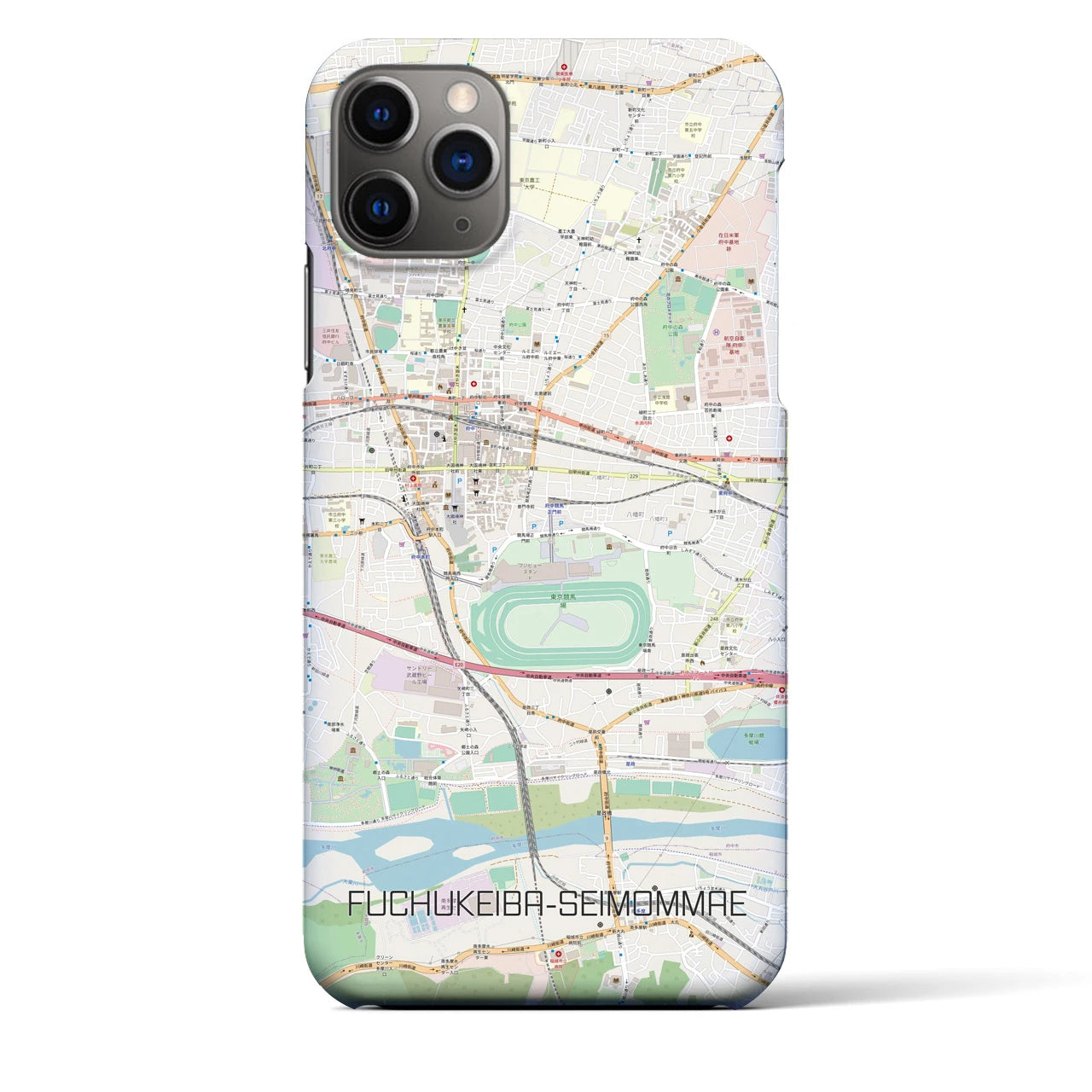 【府中競馬正門前】地図柄iPhoneケース（バックカバータイプ・ナチュラル）iPhone 11 Pro Max 用