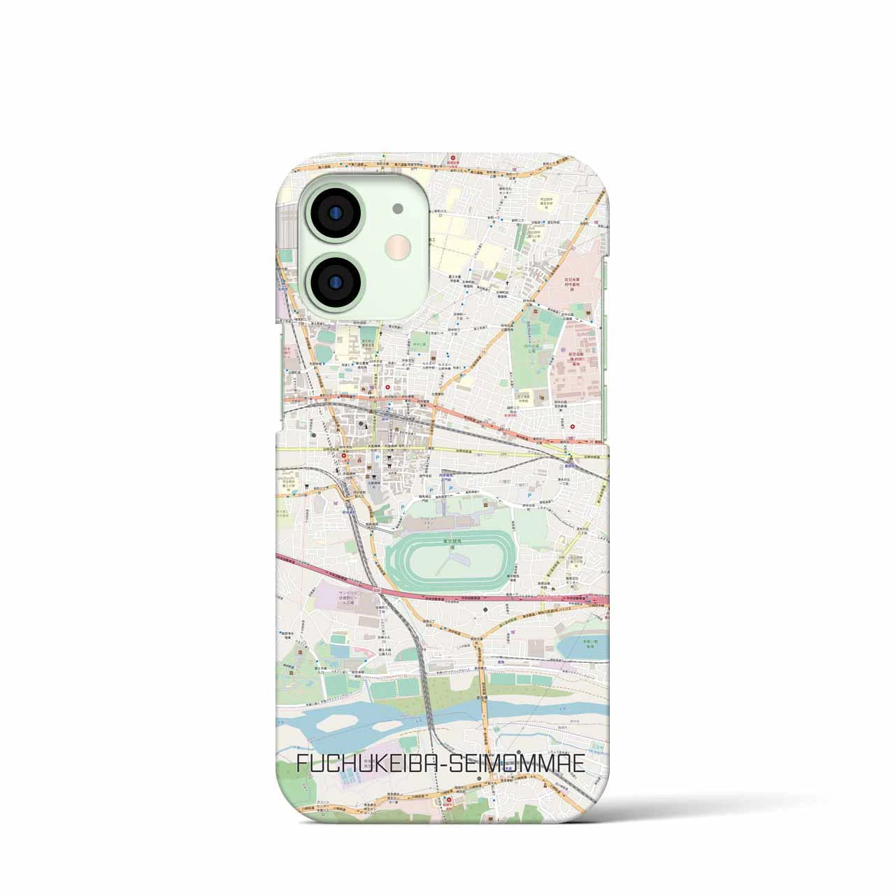 【府中競馬正門前】地図柄iPhoneケース（バックカバータイプ・ナチュラル）iPhone 12 mini 用