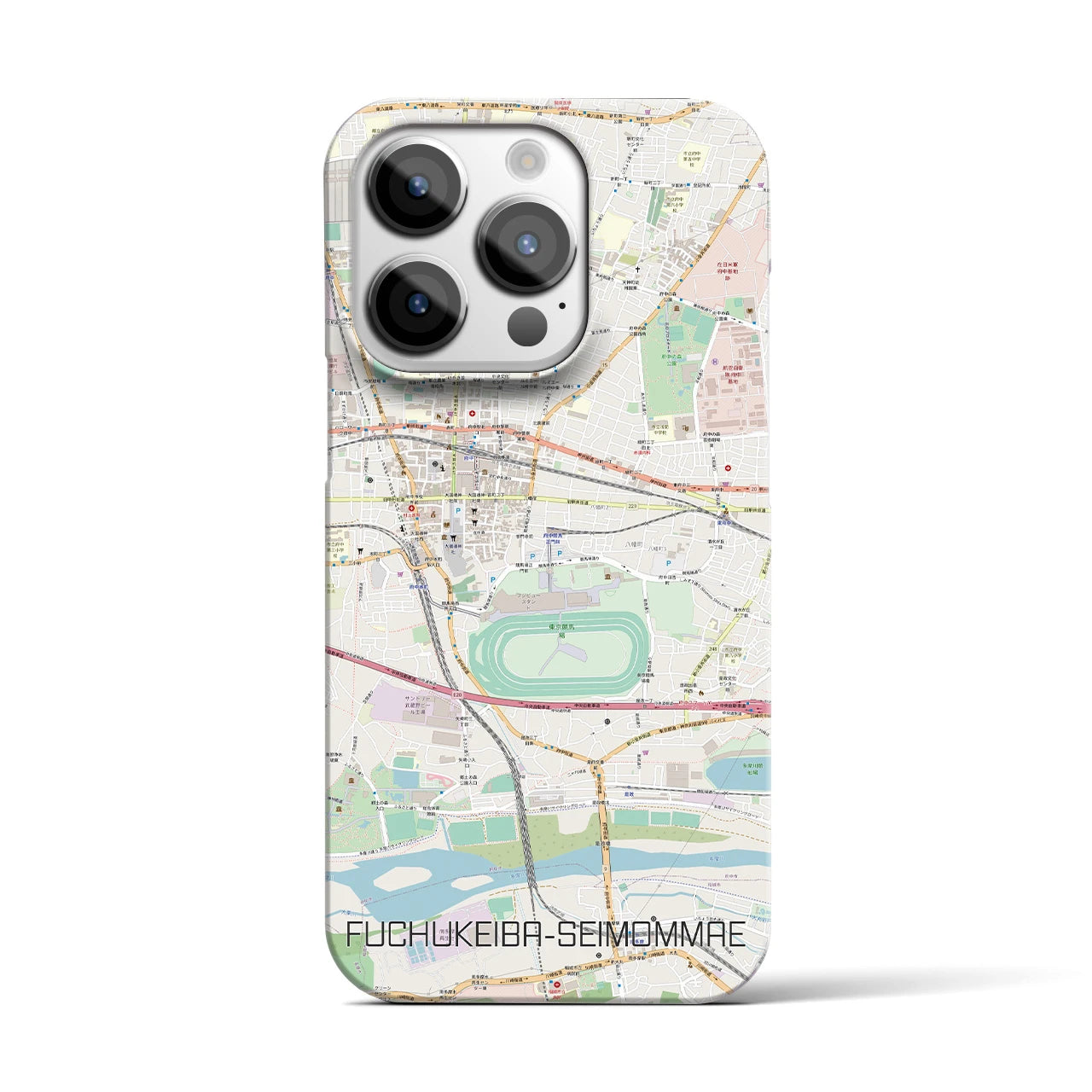 【府中競馬正門前】地図柄iPhoneケース（バックカバータイプ・ナチュラル）iPhone 14 Pro 用