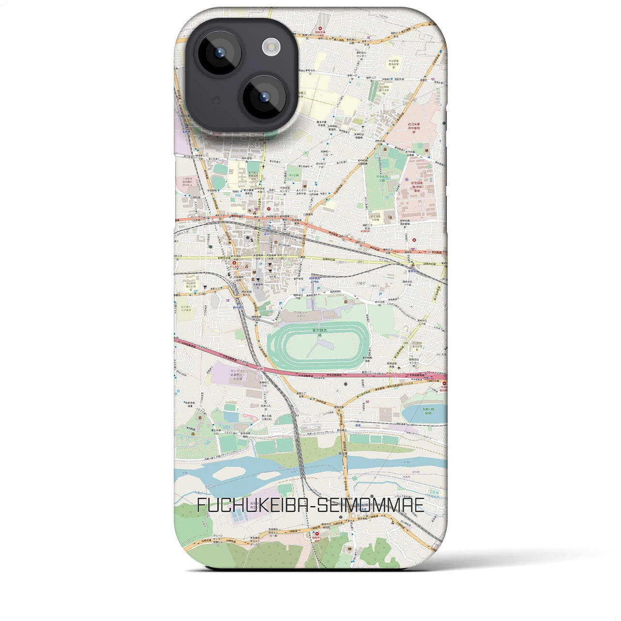 【府中競馬正門前】地図柄iPhoneケース（バックカバータイプ・ナチュラル）iPhone 14 Plus 用