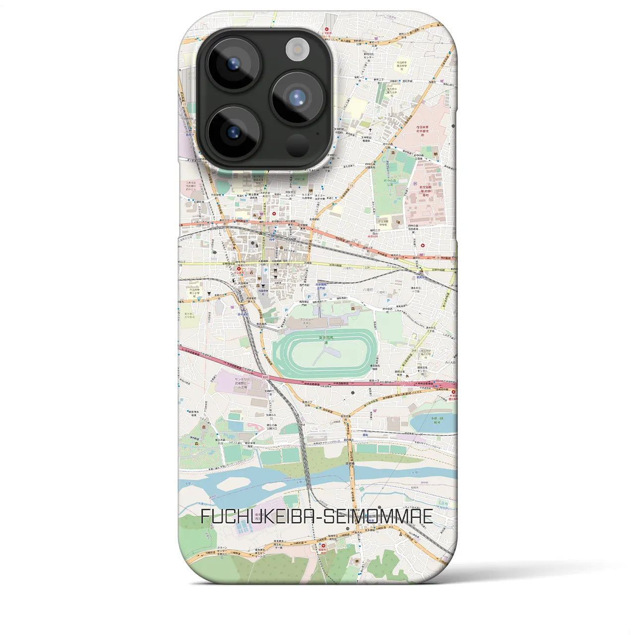 【府中競馬正門前】地図柄iPhoneケース（バックカバータイプ・ナチュラル）iPhone 15 Pro Max 用