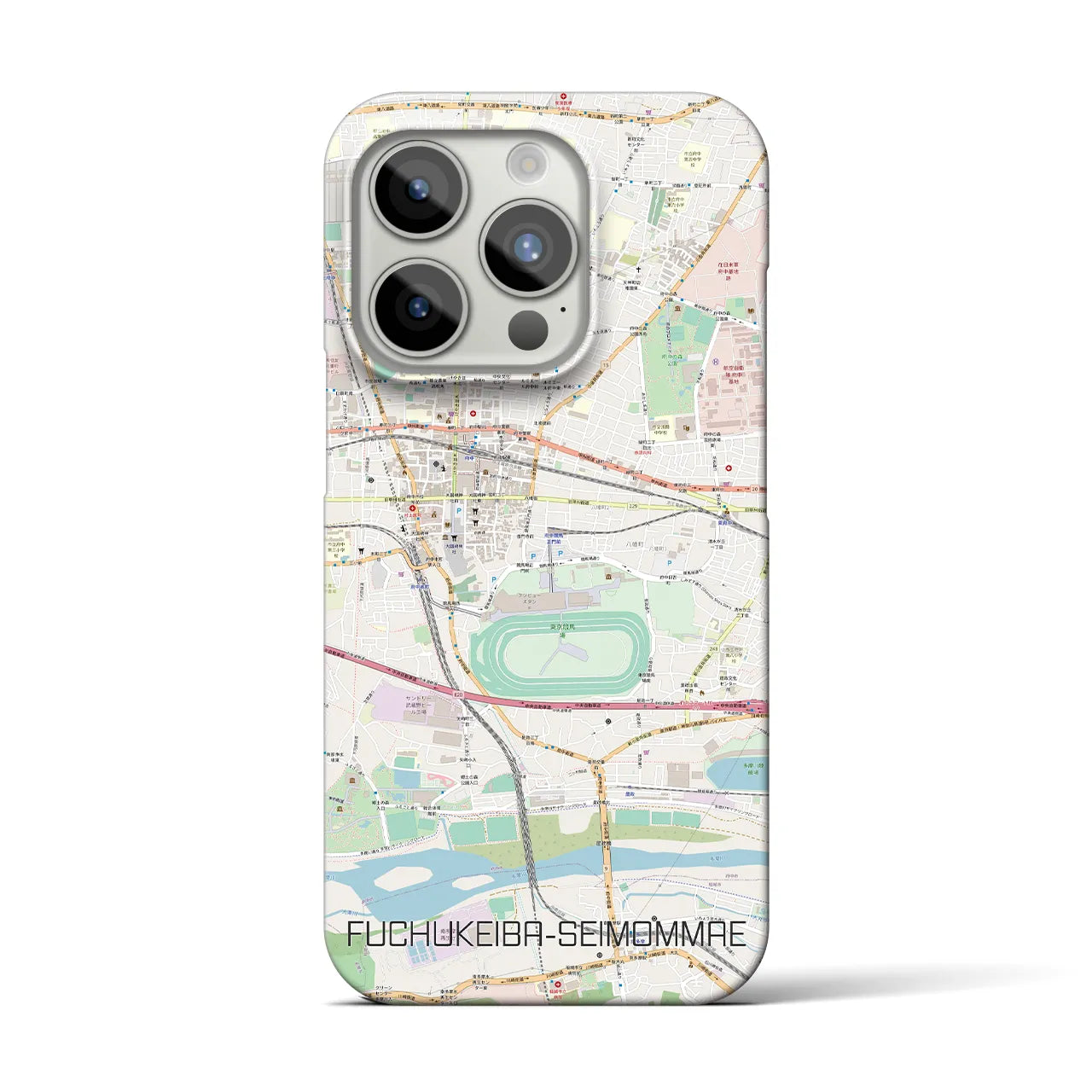 【府中競馬正門前】地図柄iPhoneケース（バックカバータイプ・ナチュラル）iPhone 15 Pro 用