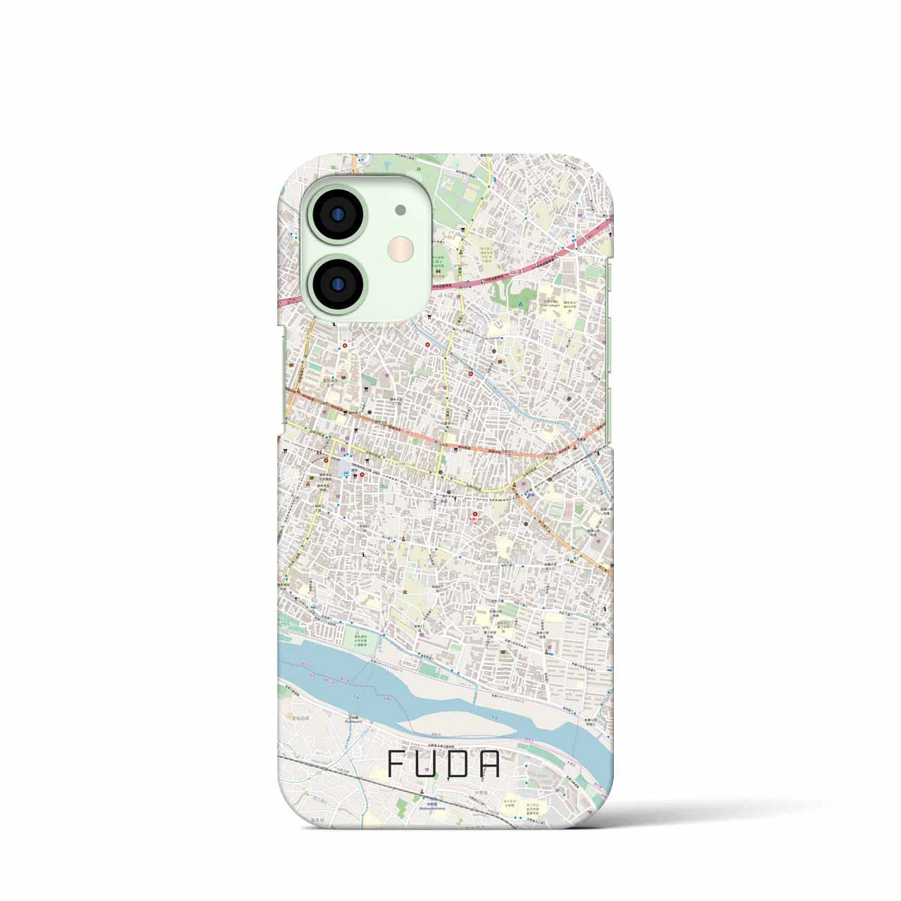 【布田】地図柄iPhoneケース（バックカバータイプ・ナチュラル）iPhone 12 mini 用