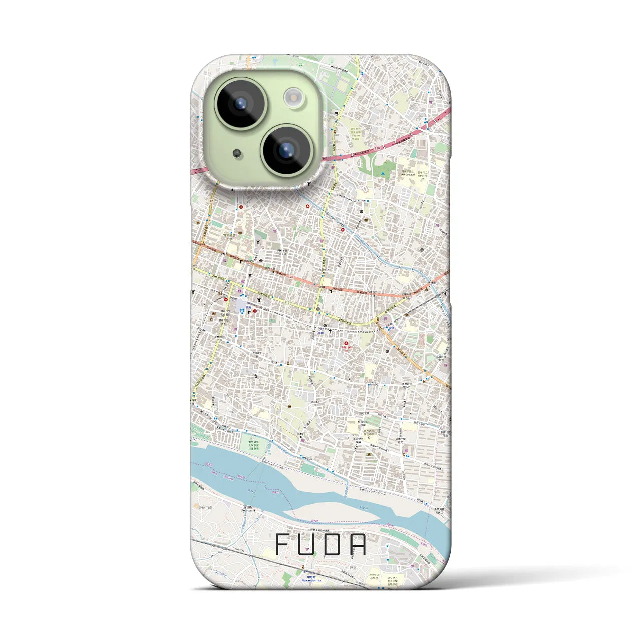 【布田】地図柄iPhoneケース（バックカバータイプ・ナチュラル）iPhone 15 用